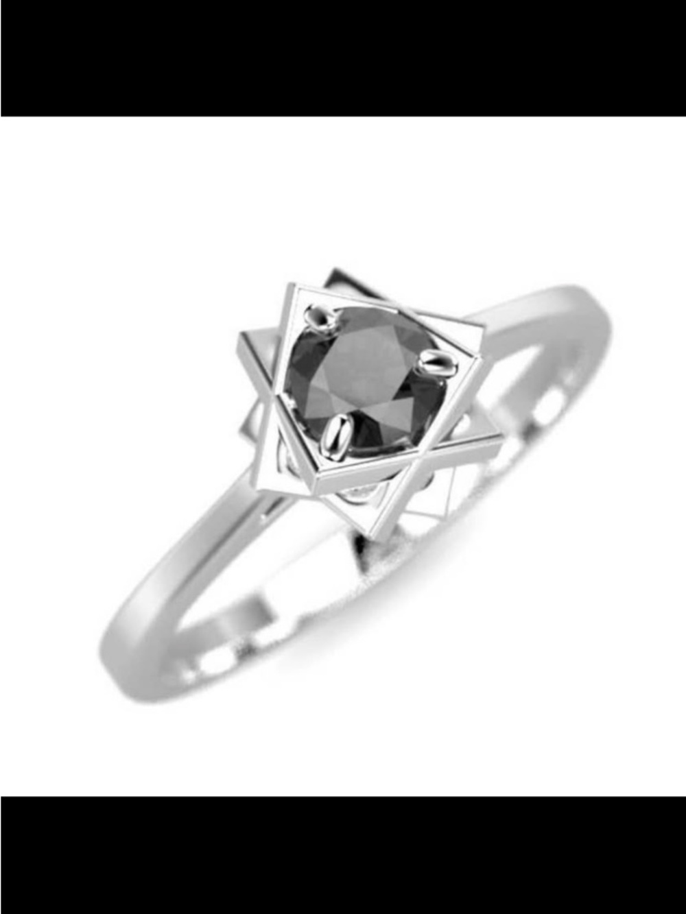Size 5 14K Gold Black Diamond Engagement Ring